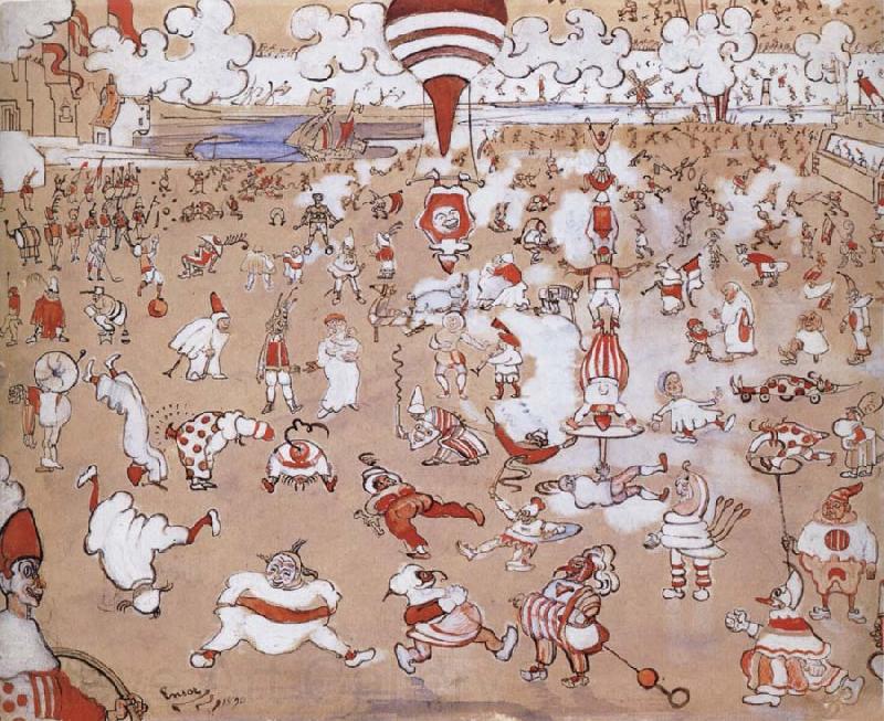James Ensor White and Red Clowns Evolving Germany oil painting art